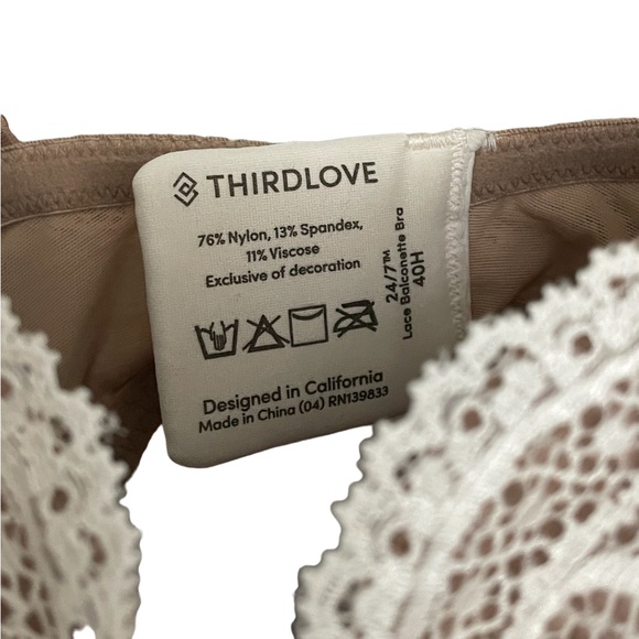 THIRDLOVE 24/7 Lace Balconette Bra Underwire Tan/Brown EUC Size 40H - Picture 5 of 6